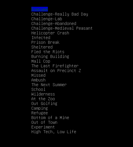 scenarios list options