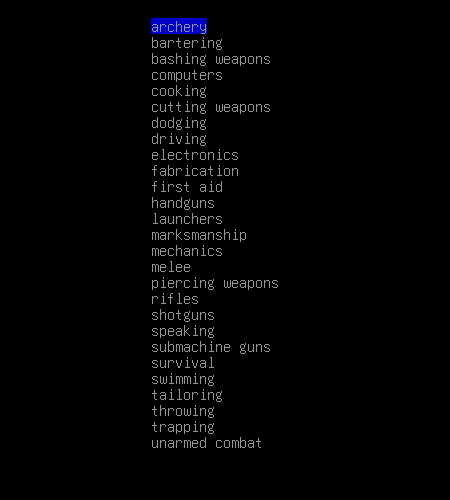 skill list options